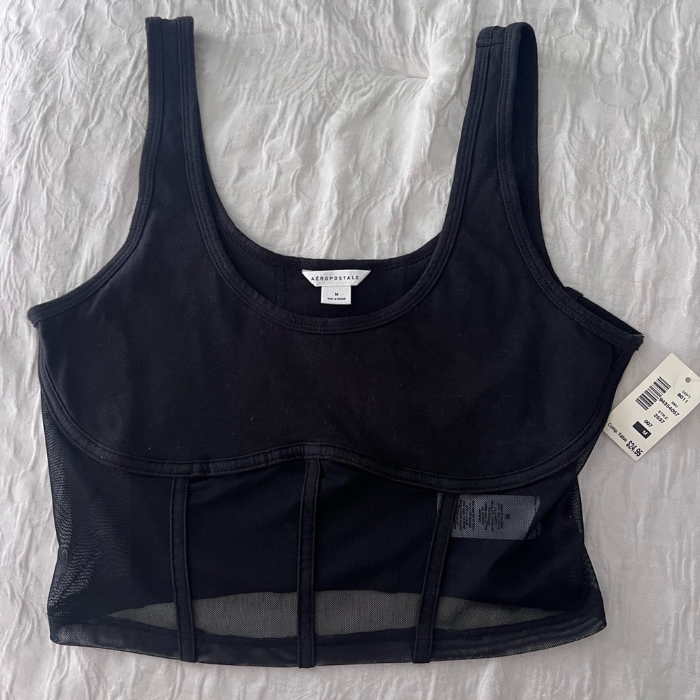 Aeropostale Black Mesh Crop Top